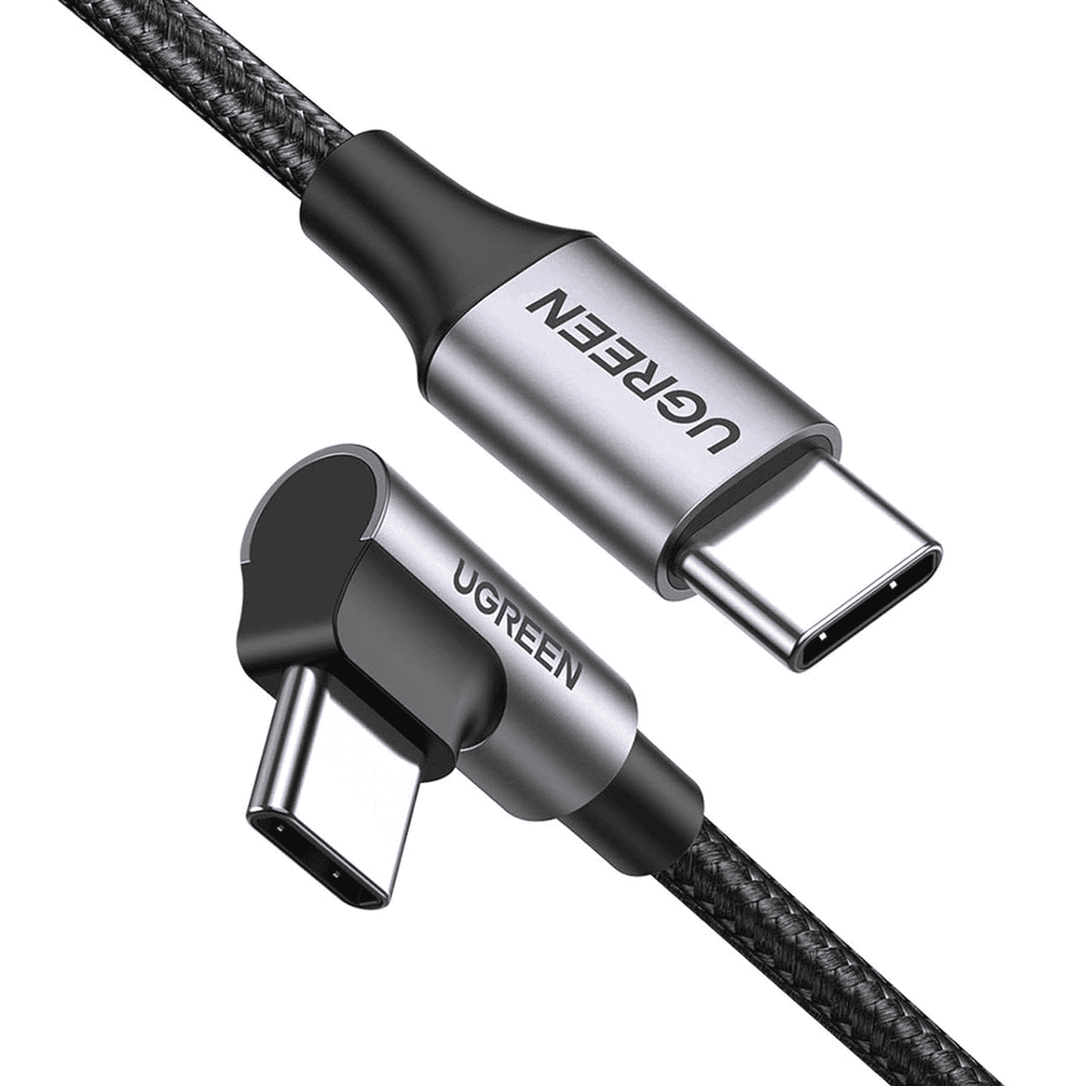 50123-AD-2-l Cable USB-C a USB-C | 1 Metro (3.28 Pies) | Conector con Ángulo Recto de 90° | Carga Rápida de hasta 60W | 480 Mbps | PD3.0 | QC4.0/3.0/2.0 | FPC | AFC | Protección Integrada | Caja de Aluminio | Nylon Trenzado | Color Negro 50123 2