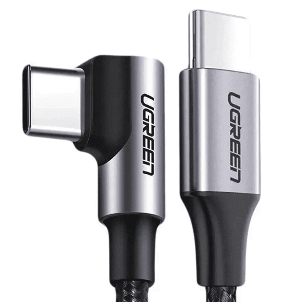 50123-AD-3-l Cable USB-C a USB-C | 1 Metro (3.28 Pies) | Conector con Ángulo Recto de 90° | Carga Rápida de hasta 60W | 480 Mbps | PD3.0 | QC4.0/3.0/2.0 | FPC | AFC | Protección Integrada | Caja de Aluminio | Nylon Trenzado | Color Negro 50123 3