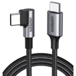 Cable USB-C a USB-C | 1 Metro (3.28 Pies) | Conector con Ángulo Recto de 90° | Carga Rápida de hasta 60W | 480 Mbps | PD3.0 | QC4.0/3.0/2.0 | FPC | AFC | Protección Integrada | Caja de Aluminio | Nylon Trenzado | Color Negro 50123-l