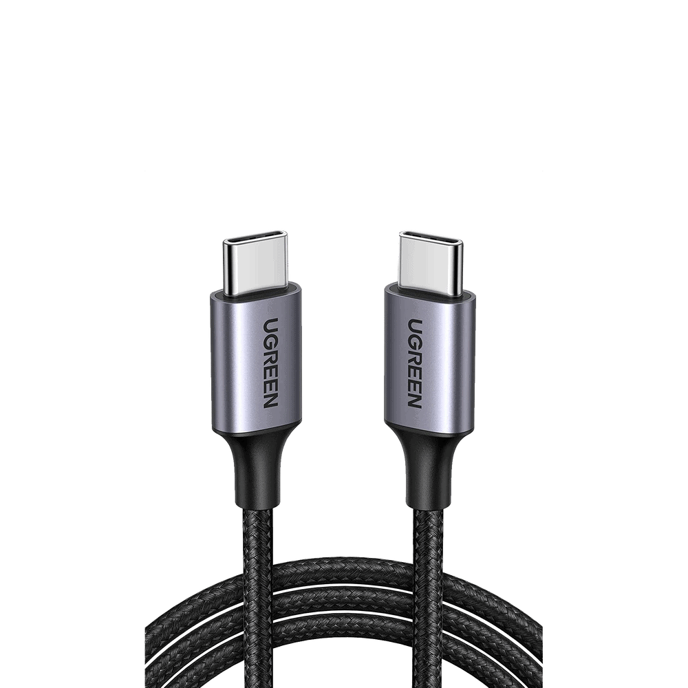 50152-l Cable USB-C a USB-C | 2 Metros (6.56 Pies) | Transferencia de Datos de 480 Mbps | Carga Rápida de Hasta 60W | QC 4.0/3.0/2.0 | PD3.0 | FPC | AFC | Protección Integrada | Caja de Aluminio | Nylon Trenzado | Color Negro 50152 1