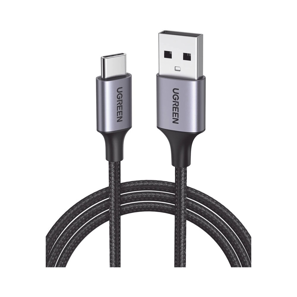 60128-l Cable USB-A a USB-C | 2 Metros (6.56 Pies) | Transferencia de Datos de 480 Mbps | Carga Rápida | QC 4.0/3.0/2.0 | FPC | AFC | Protección Integrada | Caja de Aluminio | Nylon Trenzado | Color Negro 60128 1