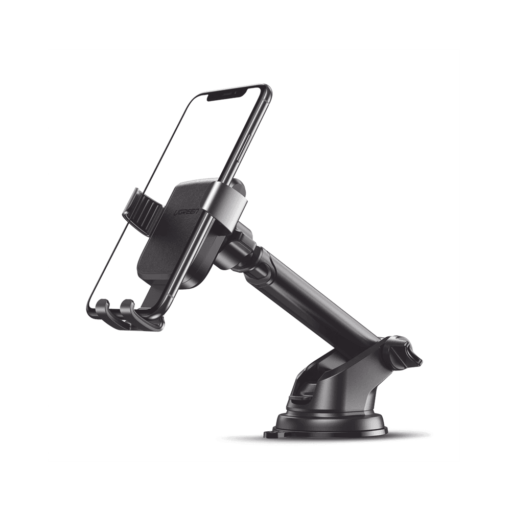 60990B-l Soporte de Celular para Automóvil con Ventosa / Diseño de Sujecion en Triangulo / Ajustable 270° / Rotable / Estirable / Amplia Compatibilidad con dispositivos de 4'' a 7'' / Color Negro 60990B 1