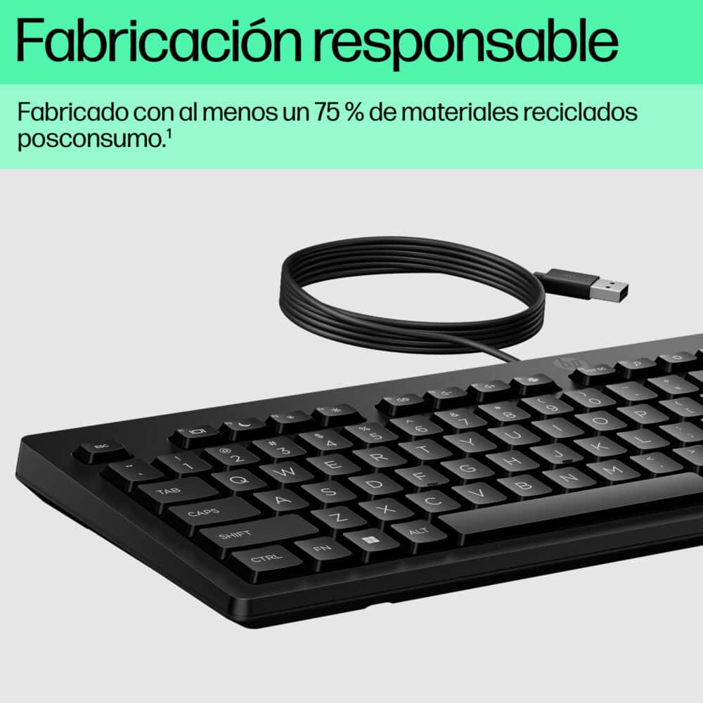 Teclado HP 125 (AY2Y7AA#ABM). Conectividad Plug and Play, Color Negro. AY2Y7AA#ABM 5