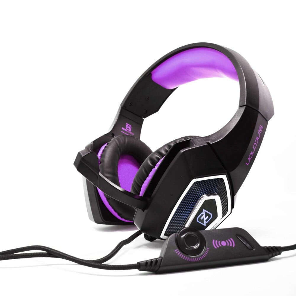 HEADSET GAMING OVER-EAR NBHG DRAGON LED ALAMBRICO DIADEMA FLEXIBLE CON VIBRACION MICROFONO 3.5MM USB PC CONSOLAS CELULAR C/ADAPTADOR FUCSIA NPAGDR13VI 3