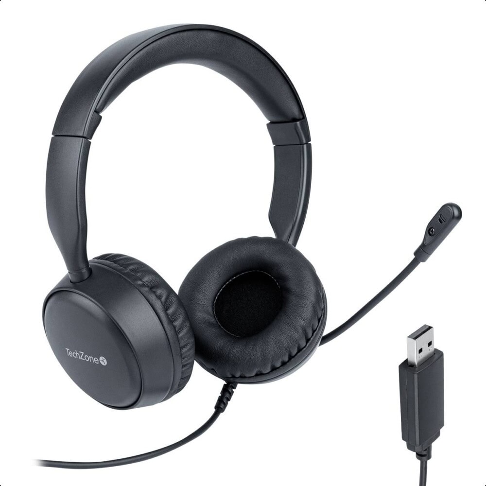 Diadema alámbrica con micrófono TZACDII02 TechZone, color negro, conexión USB-A, banda para cabeza acojinada, Impedancia de micrófono de 2200 W TZACDII02 3