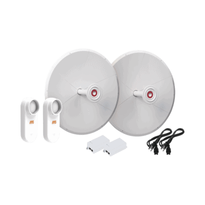 Kit de 2 radios C5X con antenas TXPD30C5X (30 dBi), rango de frecuencia extendida (4.9 a 6.4 GHz), incluye inyector POE y cable de alimentación