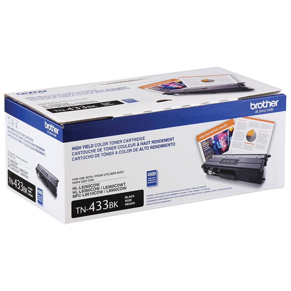 Tóner Brother TN433BK negro, rendimiento apróximado 4,500 páginas, compatible con MFCL8900CDW TN433BK 7