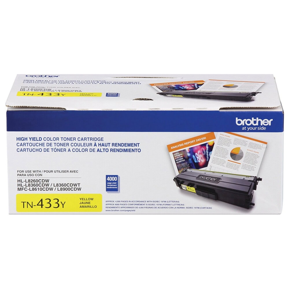 Tóner Brother TN433Y amarillo, rendimiento apróximado 4,000 páginas, compatible con MFCL8900CDW TN433Y 5