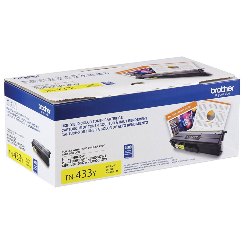 Tóner Brother TN433Y amarillo, rendimiento apróximado 4,000 páginas, compatible con MFCL8900CDW TN433Y 7