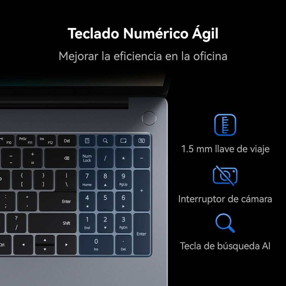 53014MSJ MatebookD16 Ci513420H 16GB+1TB. Diseño estetico cuerpo de metal | Pantalla FHD 16 Pulgadas | Teclado númerico | Peso Ligero. SinSistemaOperativo 53014MSJ 5