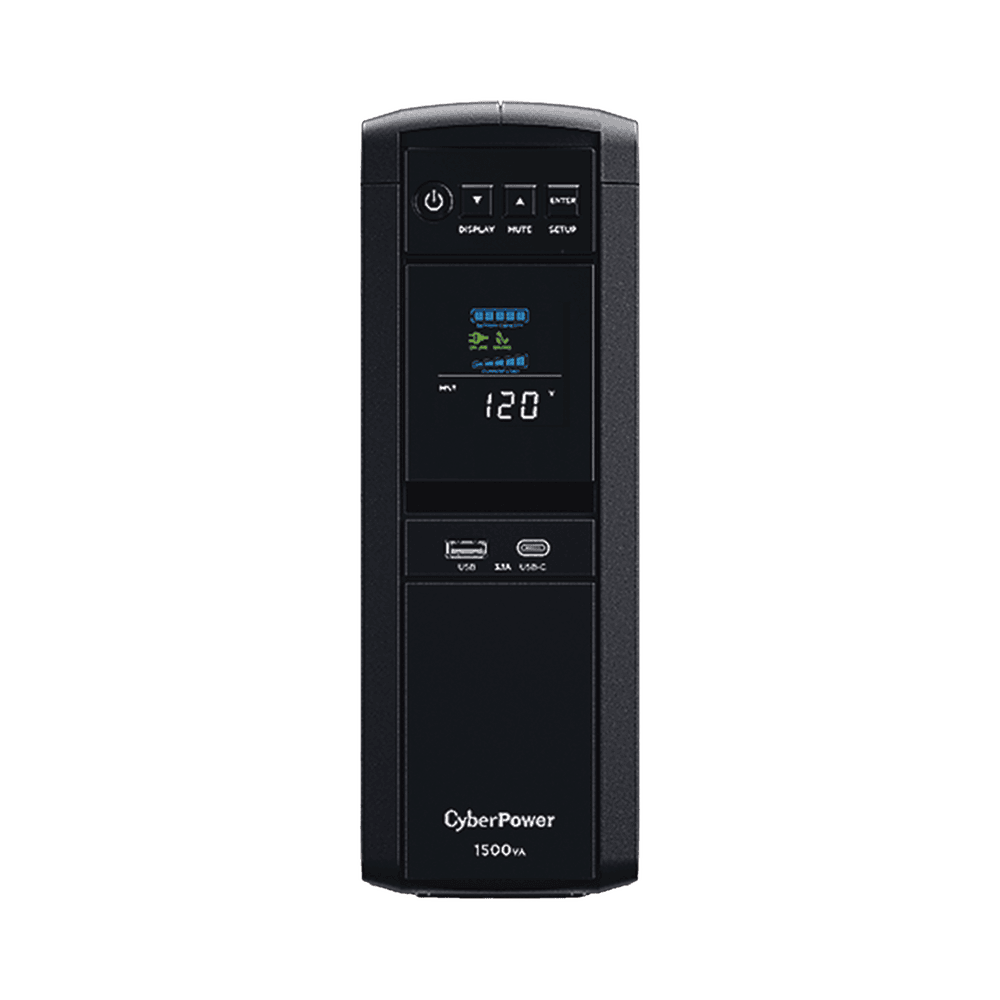 CP1500PFCLCDA-l UPS de 1500 VA/900 W, Topología Línea Interactiva, Entrada 120 Vca NEMA 5-15P, Onda Senoidal Pura, Tipo Torre, Con 10 Tomas NEMA 5-15R CP1500PFCLCDA 1