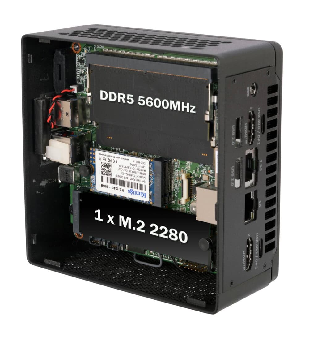 MINI PC ECS LIVA Z7 PLUS, CPU INTEL ULTRA 5 125H, BARBONE, RAM 2 x SO-DIMMs DDR5 (HASTA 96GB), ROM 1 x M.2 2280 PCIe (HASTA 1TB), SIN SISTEMA OPERATIVO. 95-653-QG9003 4