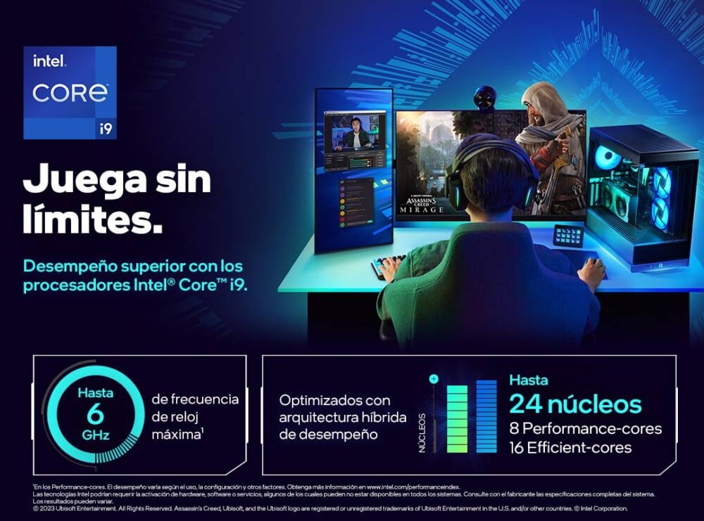Procesador Intel® Core™ i9-14900KF 3.20GHz, 24 núcleos, Socket LGA 1700, (REQUIERE TARJETA DE VIDEO & DISIPADOR. MOTHERBOARD CHIPSET 600 - 700) BX8071514900KF 3