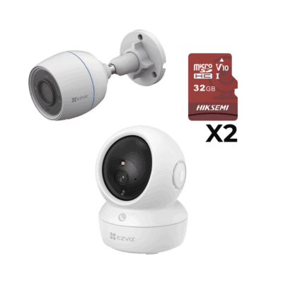 Kit de cámaras WiFi / Incluye 1 pieza CSH6C/3MP  Para Uso en Interior / 1 pieza CS-H3C Para Uso en Exterior / 1 PZA Micro SD HS-TF-E1/32G / Detección de Movimiento / Notificaciones Instantáneas