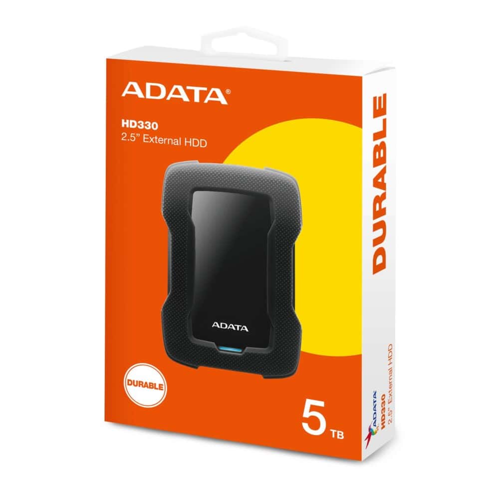 DDUDAT1850_4_full Disco duro externo ADATA 5TB, USB 3.2 (retrocompatible con 3.0 y 2.0). Carcasa de silicona que absorbe impactos. Negro. AHD330-5TU31-CBK AHD330-5TU31-CBK 5