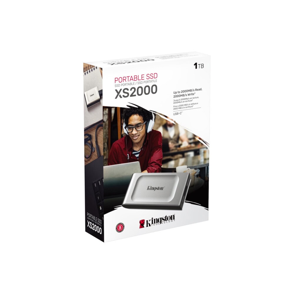UNIDAD DE ESTADO SOLIDO EXTERNO KINGSTON XS2000 1TB USB-C 3.2 GEN 2X2 R.2000MB/S W.2000MB/S PLATA SXS2000/1000G 4
