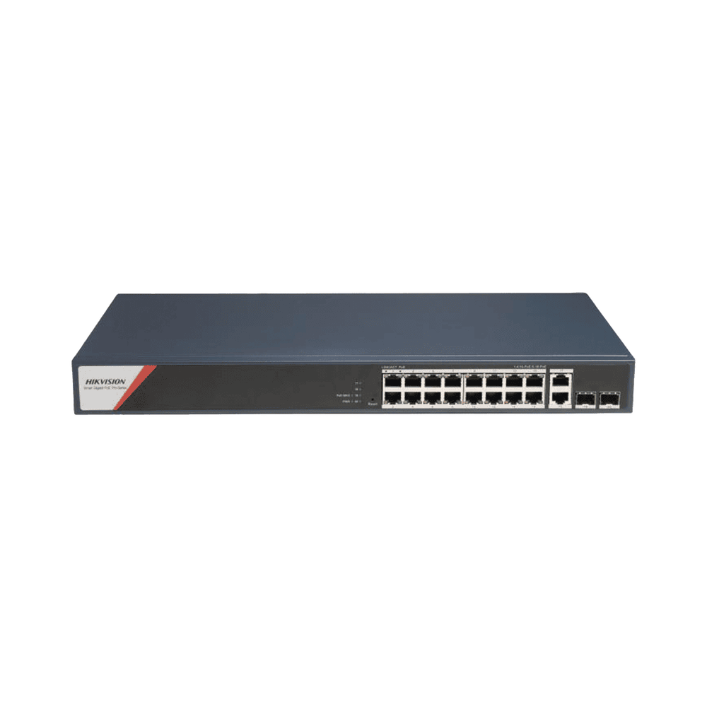 DS3E1520HPSI16P2T2F-l Switch Gigabit PoE+ / Administrable / 16 Puertos 1000 Mbps PoE+ (4 Puertos PoE++ 90 W) / 2 Puertos 1000 Mbps de Uplink / 2 Puertos SFP / Configuración Nube Hik-PartnerPro / Modo Extendido hasta 300 Metros / 230 W DS-3E1520HP-SI-16P2T2F 1