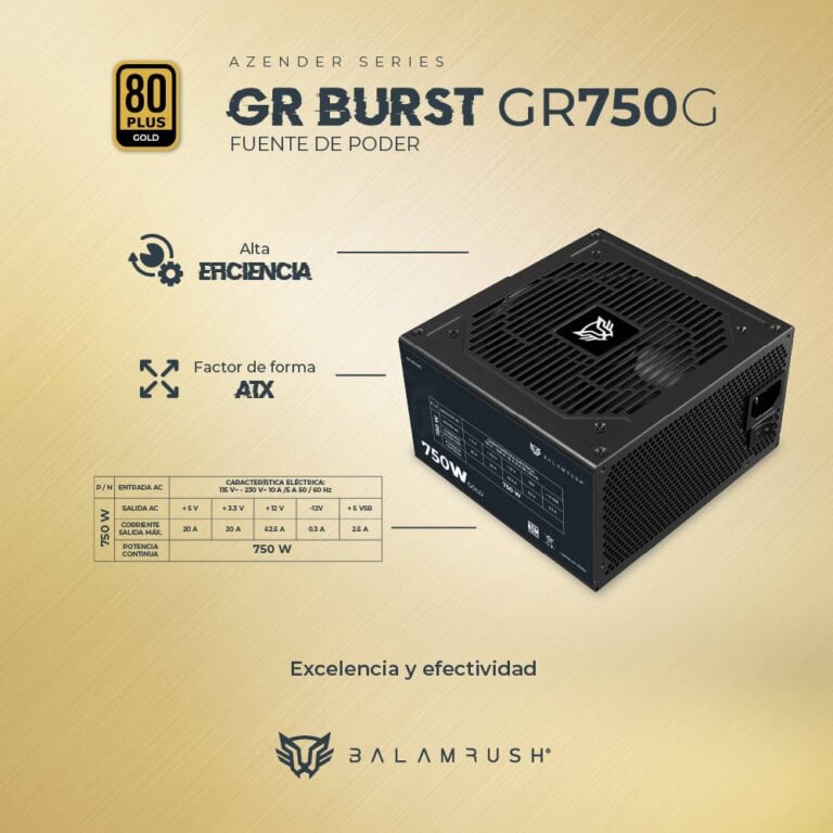 Fuente de Poder 750W 80 Plus Gold BALAM RUSH GR BURST GR750G LEGEND SERIES GABBLR480_5_full