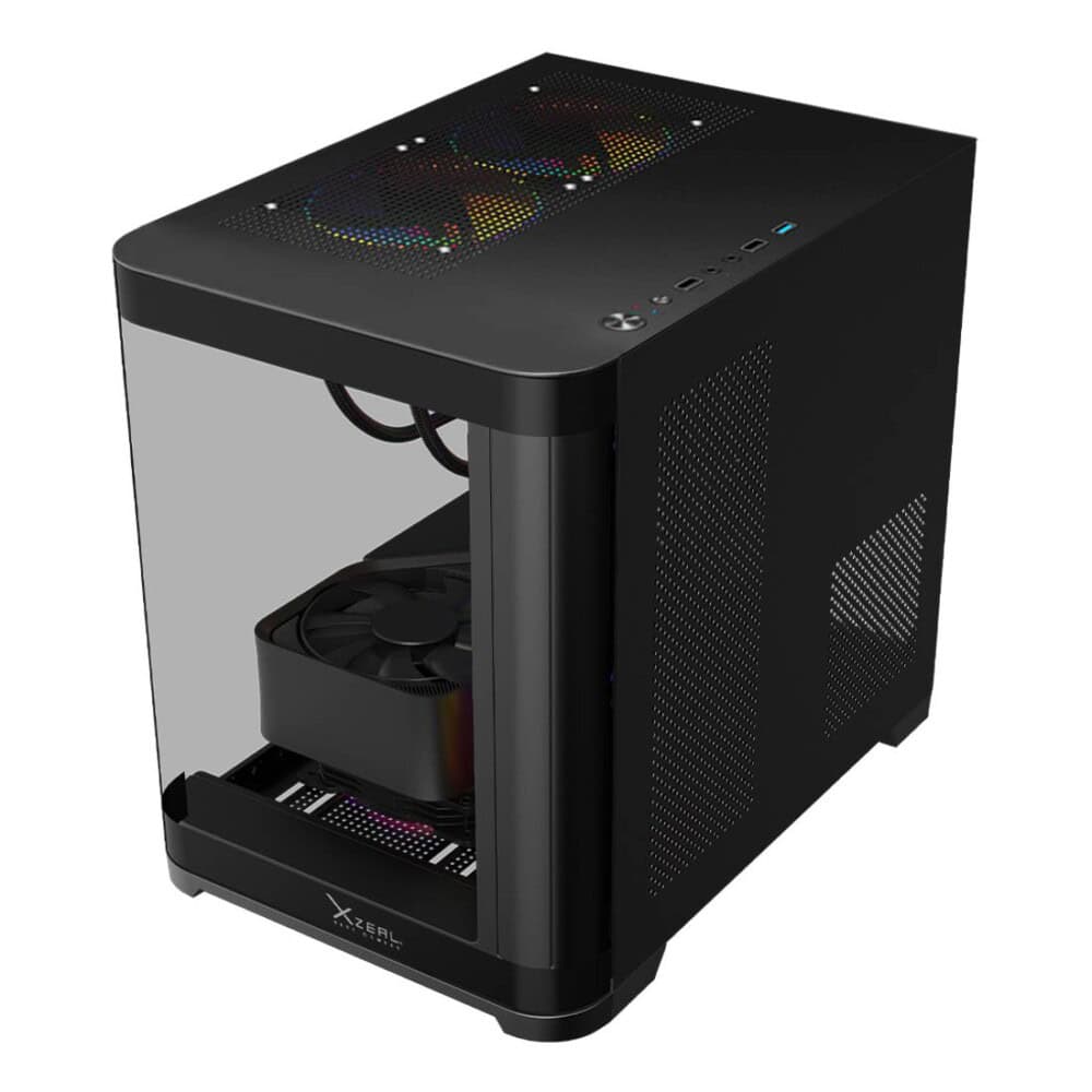 Gabinete Curvo Xzeal M-ATX/ITX 2x USB 2.0 + 1x USB 3.0 + 3.5 mm + 3 Ventiladores RGB Negro 9