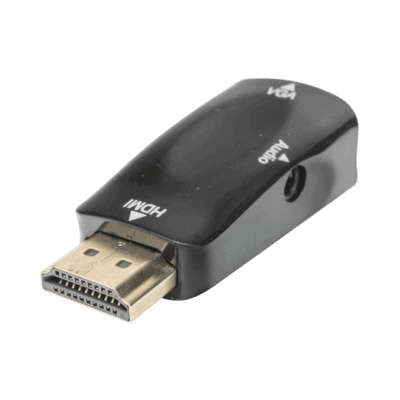 Adaptador (Convertidor) HDMI a VGA  / HDMI Macho a VGA Hembra / Resolución 1920x1080 @ 60Hz  / Adaptador de Audio de 3.5 mm / Chapado en Níquel