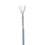 Bobina de Cable Blindado SF/UTP Categoría 6A, Uso Industrial con Resistencia al Aceite y Rayos UV, Multifilar 24/7 (Flexible), Color Azul Cerceta, Bobina de 305 Metros (1000 Pies) ISFCH6X04ATLUG-FRENTE-l