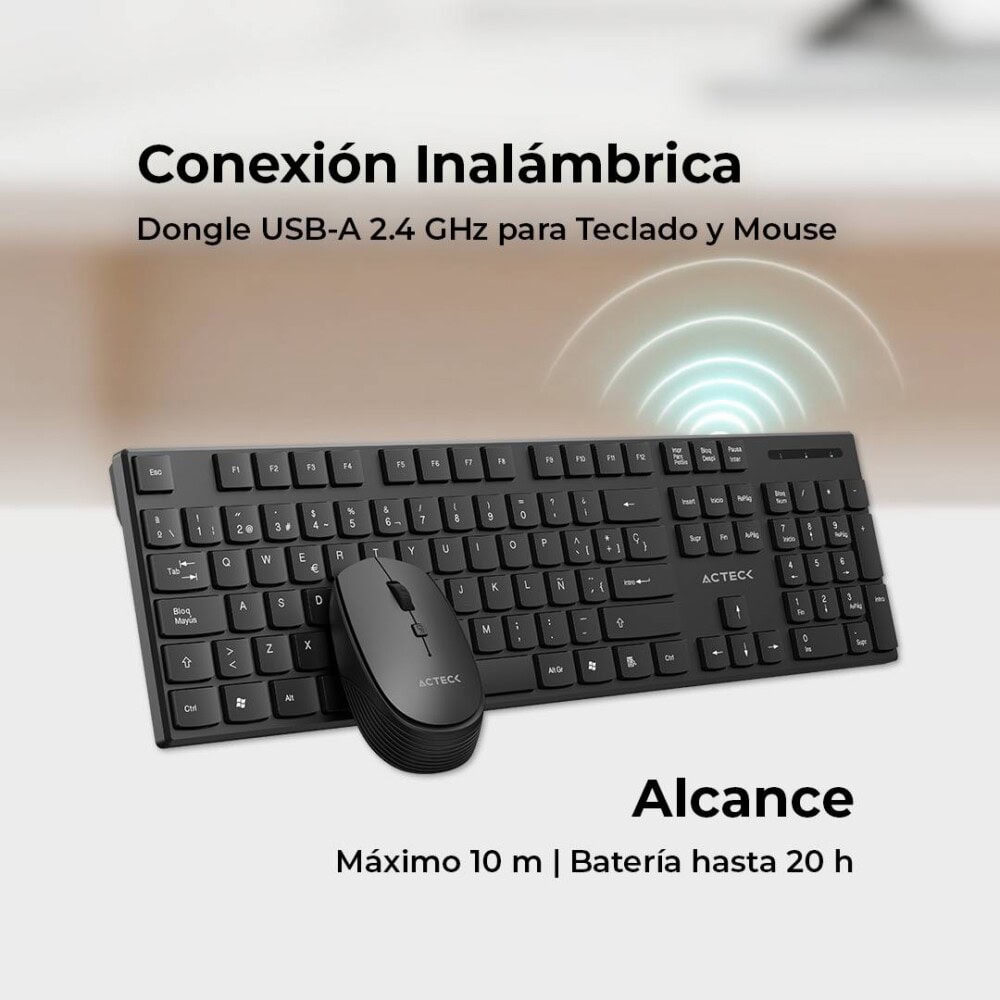 Kit Teclado y Mouse Acteck CREATOR VANTAGE PRIME MK555 Teclado y Mouse Inalámbrico AC-943499 3