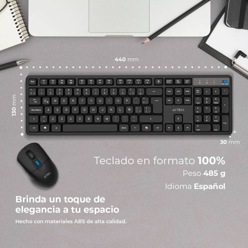 Kit Teclado y Mouse Acteck CREATOR SILENT PRO MK474 Teclado y Mouse Inalámbrico AC-943505 4