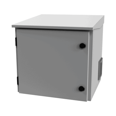 Gabinete de Exterior con Rack de 19" de 9UR con Ventiladores y Termostato, Se envía el Gabinete armado, (Montaje a poste o torre se vende por separado).