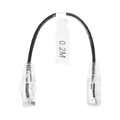 Cable de Parcheo Slim UTP Cat6 - 20 cm (7.87 Pulgadas) Negro Diámetro Reducido (28 AWG)