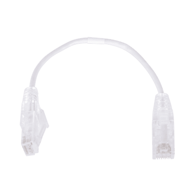 Cable de Parcheo Slim UTP Cat6 - 20 cm (7.87 Pulgadas) Blanco Diámetro Reducido (28 AWG)