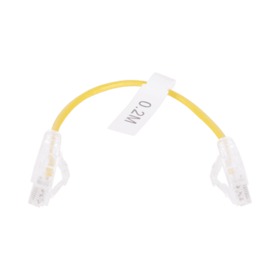 Cable de Parcheo Slim UTP Cat6 - 20 cm (7.87 Pulgadas) Amarillo Diámetro Reducido (28 AWG)