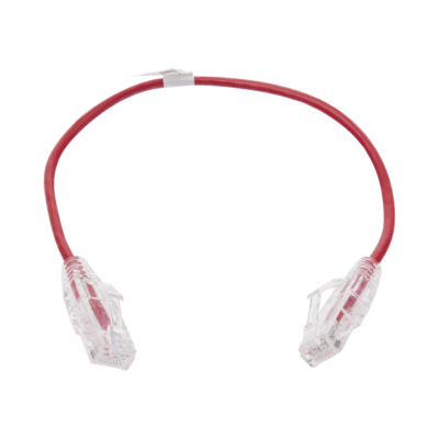 Cable de Parcheo Slim UTP Cat6 - 30 cm (11.81 Pulgadas) Rojo Diámetro Reducido (28 AWG)