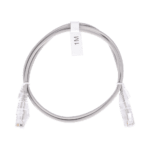Cable de Parcheo Slim UTP Cat6 - 1 Metro (3.28 Pies), Gris, Diámetro Reducido (28 AWG) LPUT6100GY28-FRENTE-l