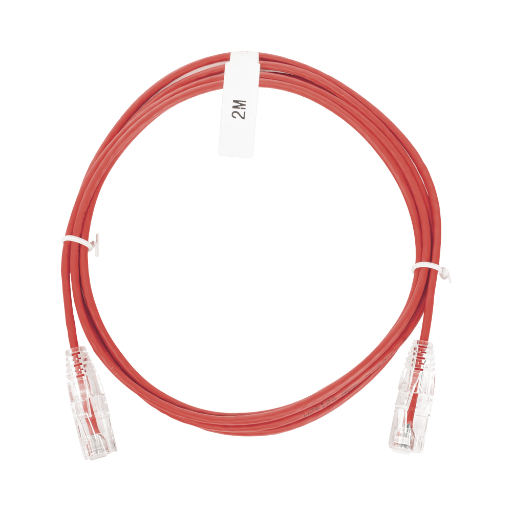 LPUT6200RD28-l Cable de Parcheo Slim UTP Cat6 - 2 Metros (6.56 Pies) Rojo Diámetro Reducido (28 AWG) LP-UT6-200-RD-28 1
