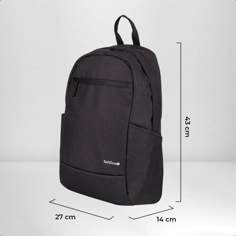 Backpack Basic Black TechZone TZLBP15 15.6 pulgadas, color negro, 2 bolsos laterales y 1 frontal, tirante acojinado. GARANTIA LIMITADA DE POR VIDA MALTCH310_4_full