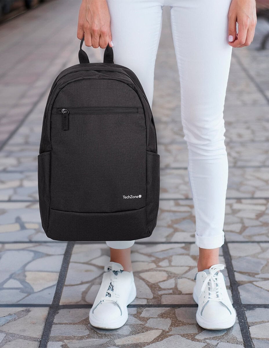 MALTCH310_8_full Backpack Basic Black TechZone TZLBP15 15.6 pulgadas, color negro, 2 bolsos laterales y 1 frontal, tirante acojinado. GARANTIA LIMITADA DE POR VIDA 19