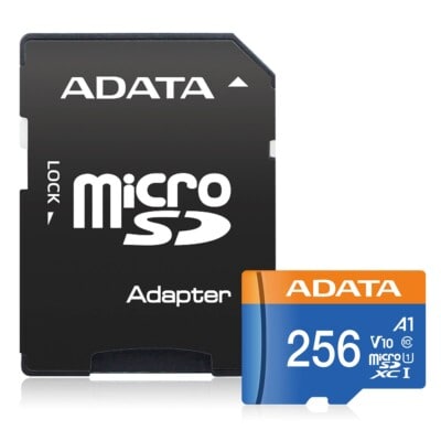 Micro SD 256GB Class 10 ADATA  Premier A1 UHS-I, 256 GB, 100 MB/s, 25 MB/s, Negro, Clase 10