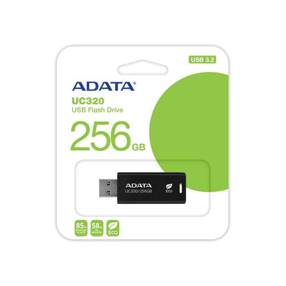 MEMDAT7180_3_full Memoria USB de 256GB UR320 3.2 Gen 1 (retro compatible 3.0 y 2.0), diseño material reciclado sin tapa. Color negro. UC320-256G-RBK/BK UC320-256G-RBK/BK 4