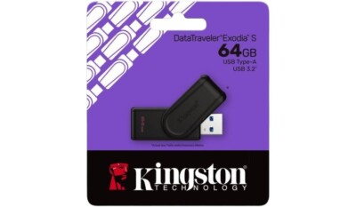 MEMORIA USB KINGSTON DATATRAVELER EXODIA S 64GB 3.2 GEN 1 TAPA GIRATORIA