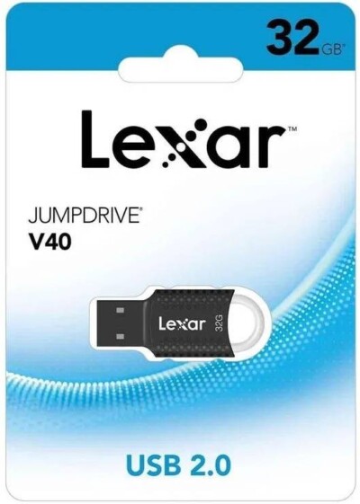 Memoria USB LEXAR 32GB, JumpDrive LJDV40-32GA,  2.0. Negro/Blanco
