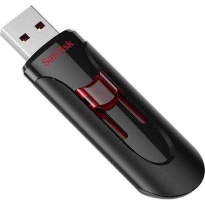 Memoria USB SanDisk Cruzer Glide, 64GB, USB 3.0, Negro/Rojo