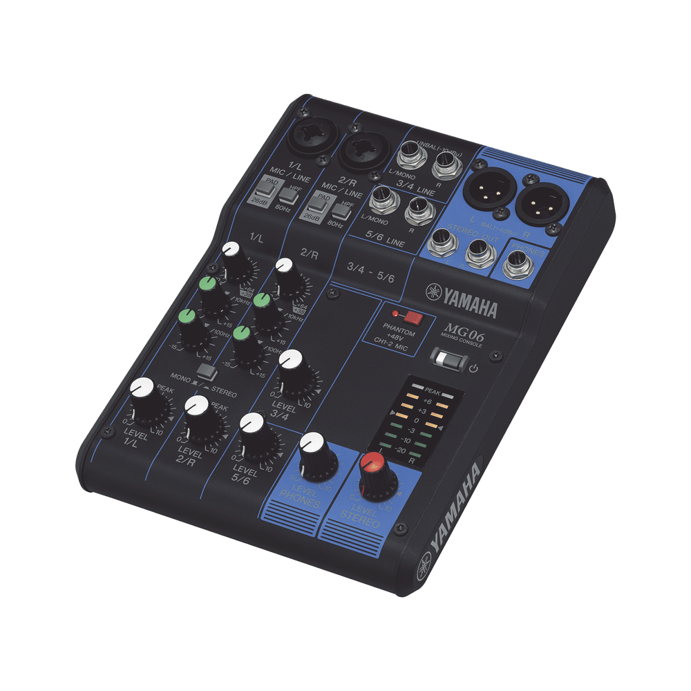 MG06-l Mezcladora de Audio | 6 Canales | 2 entradas de micro/6 de línea (2 mono + 2 estéreo) | Alimentación Phantom MG06 1