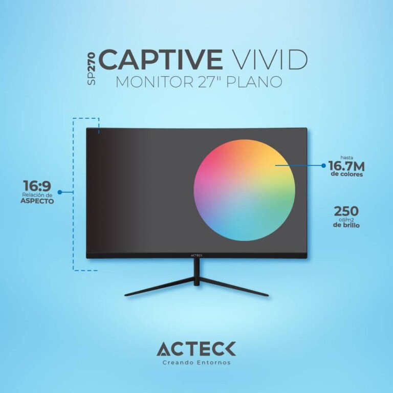 Monitor CAPTIVVIVID II SP270 Acteck Panel de 27 Pulgadas, Resolución max 1920*1080p, Frecuencia: 100Hz MONACT120_2_full
