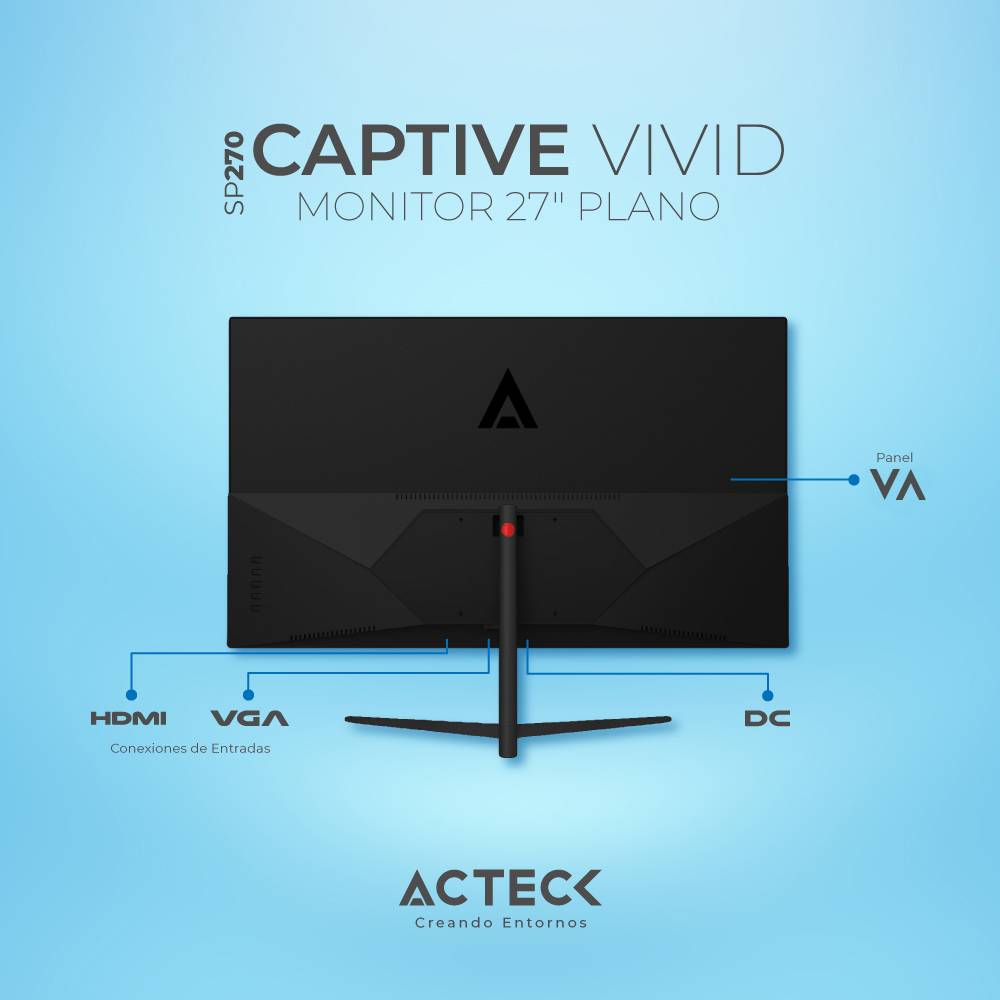 MONACT120_3_full Monitor CAPTIVVIVID II SP270 Acteck Panel de 27 Pulgadas, Resolución max 1920*1080p, Frecuencia: 100Hz 18