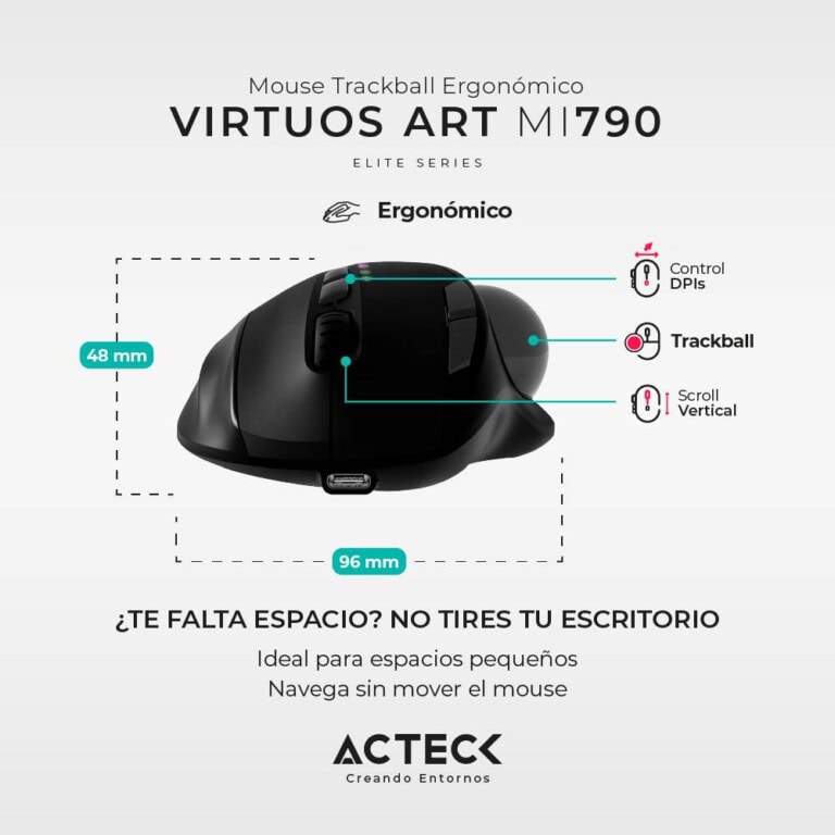 Mouse Trackball Ergonómico VIRTUOS ART MI790 Acteck MOUACT320_4_full
