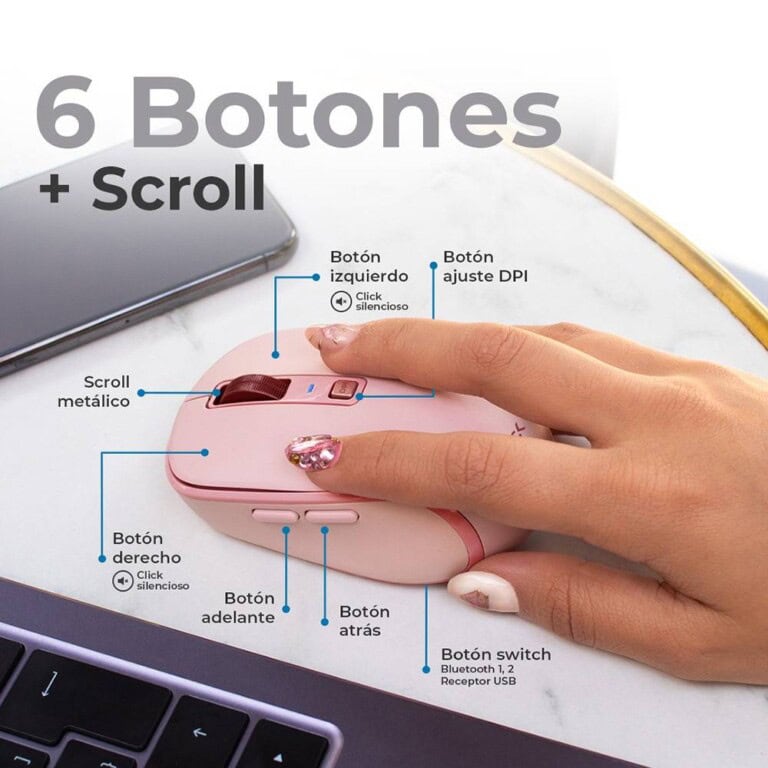 Mouse Inalambrico 2.4hz Optimize Trip Pro MI580 Advanced Series Conexión USB Dongle 2.4ghz, Conexión Bluetooth, 6 Botones + Scroll. Clic Silencioso, DPI: MOUACT420_2_full
