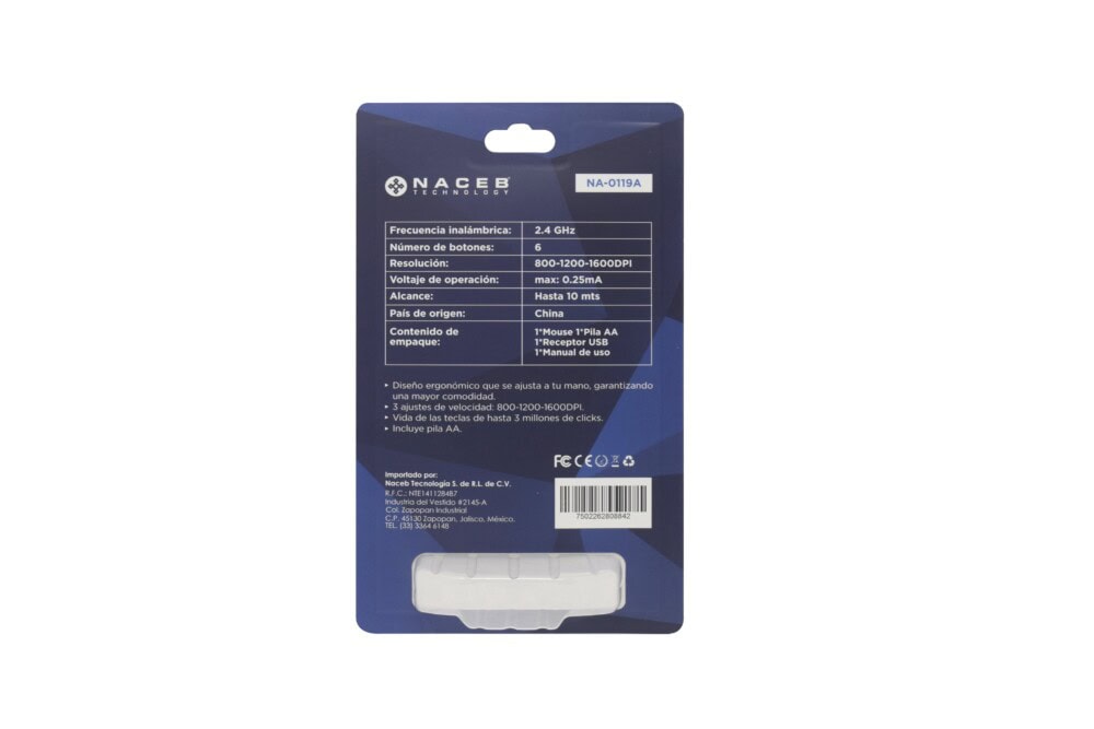 Mouse Naceb Technology NA-0119A, Azul, 6 botones, Inalámbrico, 1200 - 2400 DPI NA-0119A 5