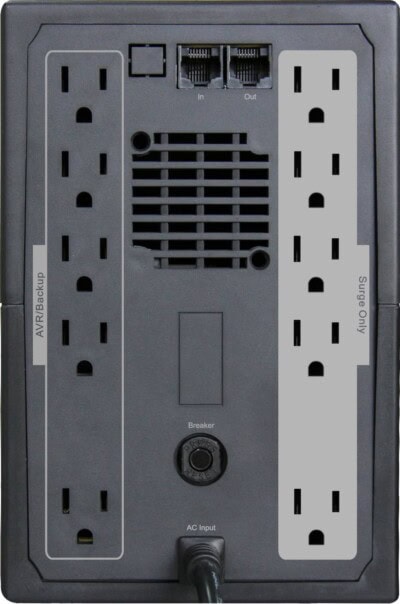 No break interactivo S1200, 1200VA/600W, entrada 127 VCA 60 Hz, salida 120 VCA, 5 NEMA reguladas/5 reguladOs y respaldadas, RJ11/RJ45, pantalla LCD