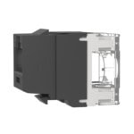 Conector Jack Estilo 110 (de Impacto), Tipo Keystone, Categoría 6A, de 8 Posiciones y 8 Cables, Color Negro NK6X88MBL-LAT-IZQ-l