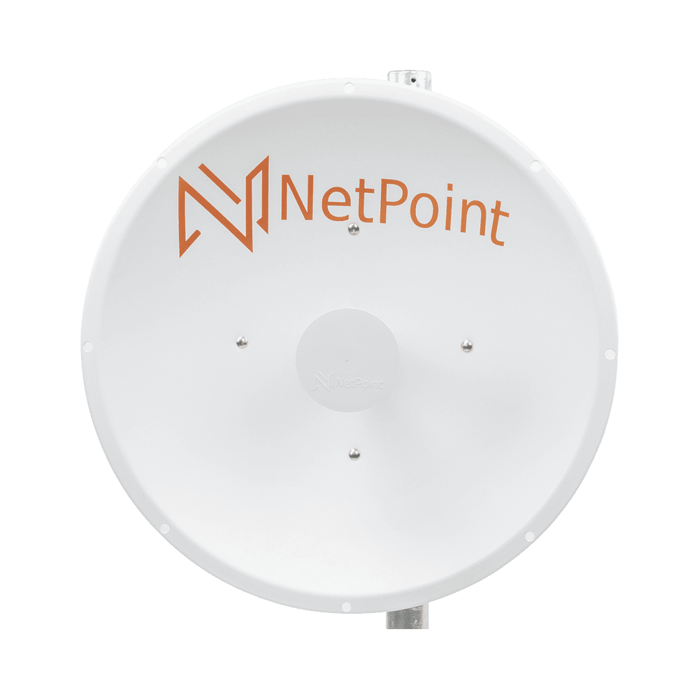 NP1GEN2-FRENTE-l Antena Direccional de alto rendimiento / diámetro de 60 cm / 4.9-6.4 GHz / Ganancia 30 dBi / SLANT de 45 ° y 90 ° / Ideal para 30 km / Conector N-Hembra / Montaje y jumpers incluidos. NP1GEN2 2